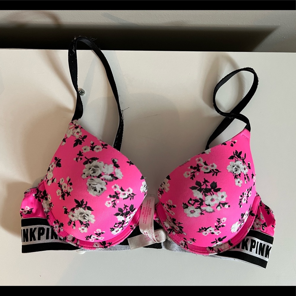 Pink push up bra